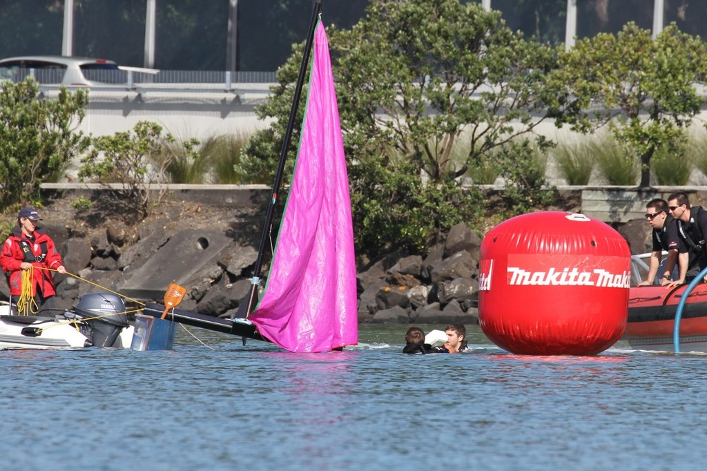 First swimmers of the day 2012 Marine Trades Challenge &copy; Richard Gladwell www.photosport.co.nz